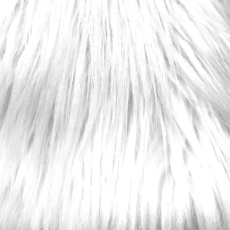 Bleached White — Long-Pile Cascading Faux Fur Fabric — 11cm Shag, 50×60cm Panel