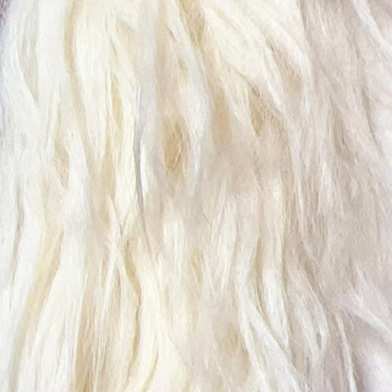 Cream — Long-Pile Cascading Faux Fur Fabric — 11cm Shag, 50×60cm Panel