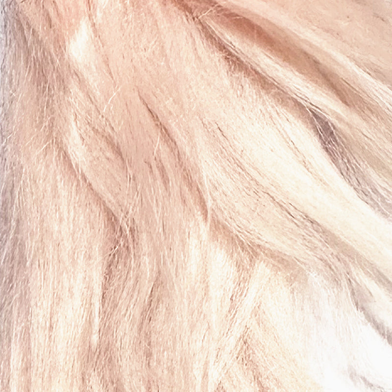 Beige — Long-Pile Cascading Faux Fur Fabric — 11cm Shag, 50×60cm Panel