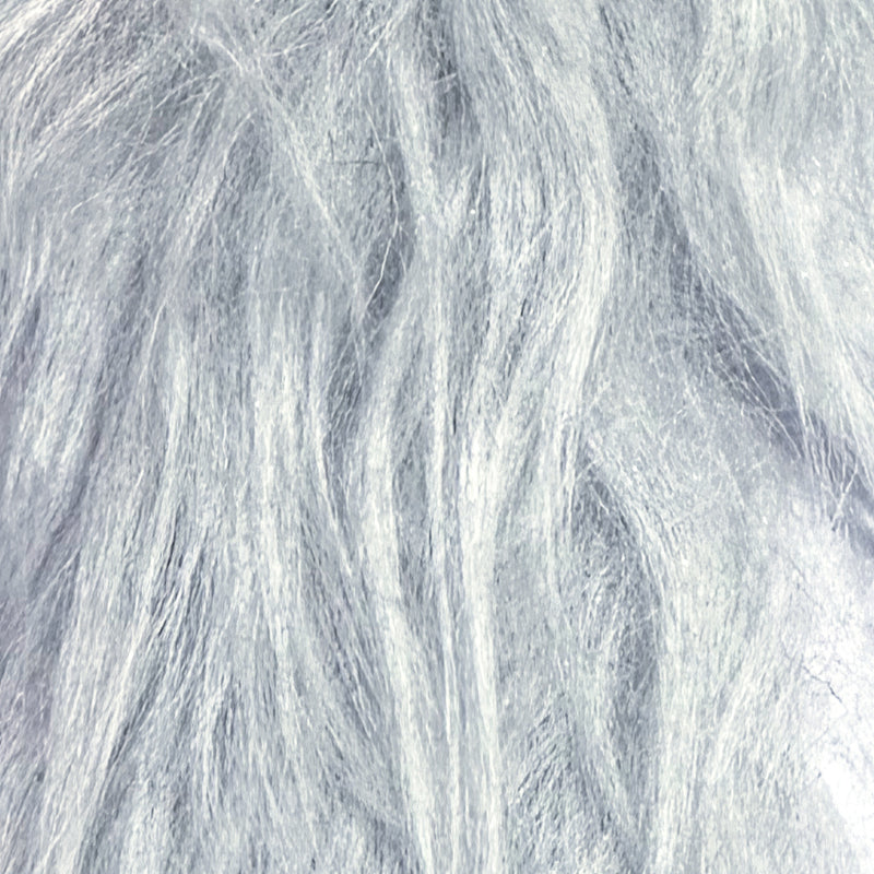 Light Grey — Long-Pile Cascading Faux Fur Fabric — 11cm Shag, 50×60cm Panel