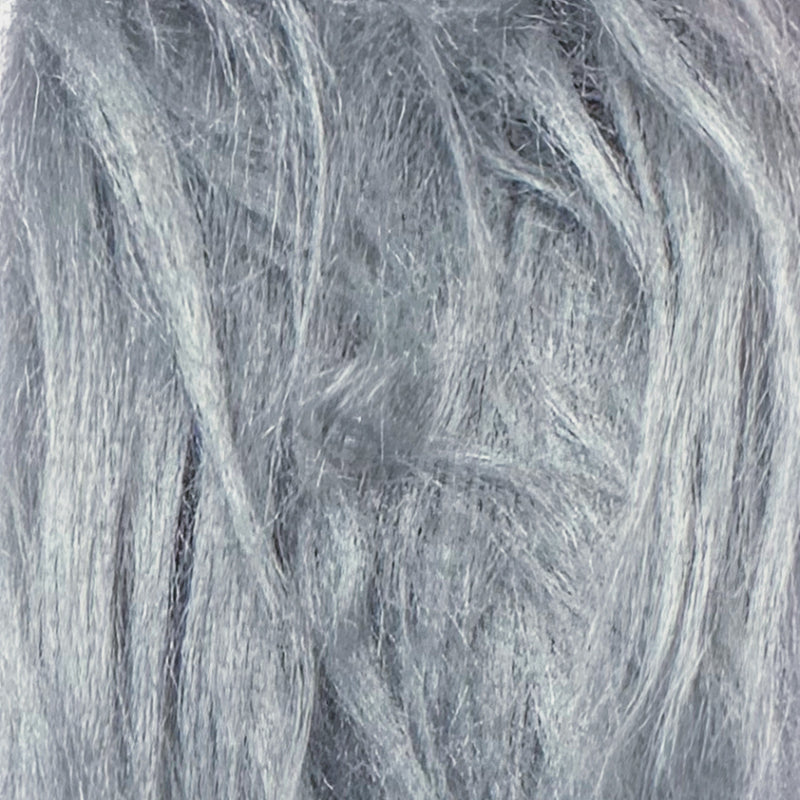 Grey — Long-Pile Cascading Faux Fur Fabric — 11cm Shag, 50×60cm Panel