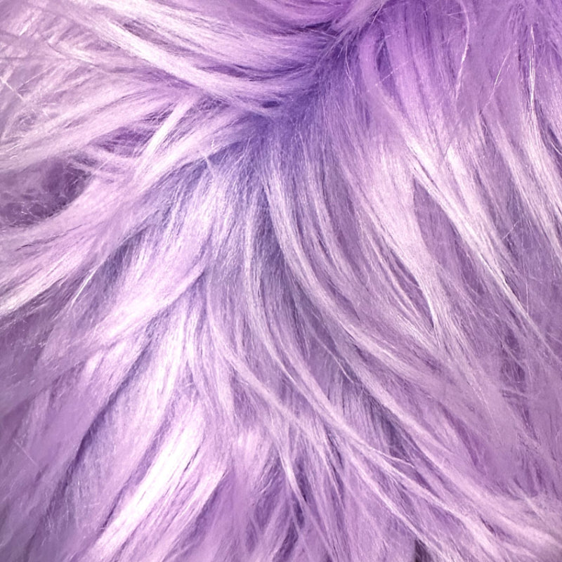 Purple — Long-Pile Cascading Faux Fur Fabric — 11cm Shag, 50×60cm Panel