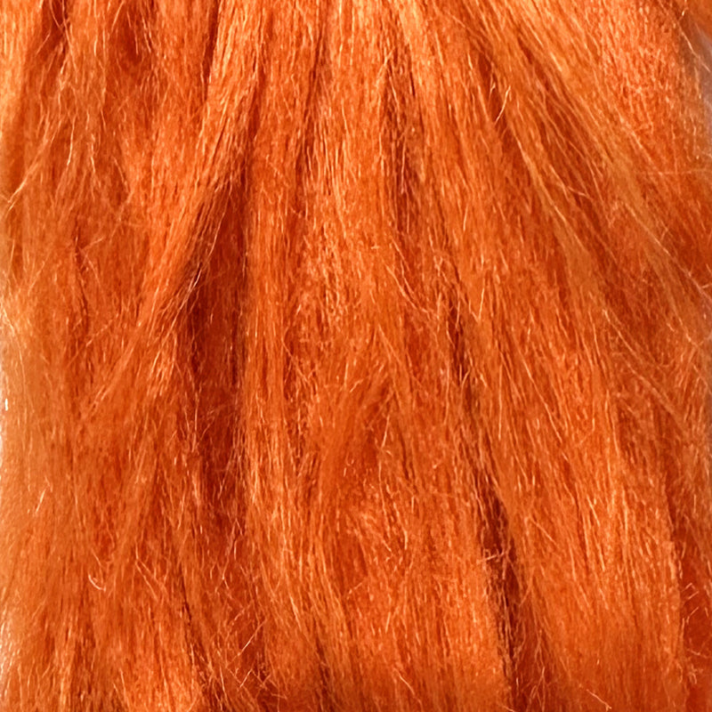 Orange — Long-Pile Cascading Faux Fur Fabric — 11cm Shag, 50×60cm Panel