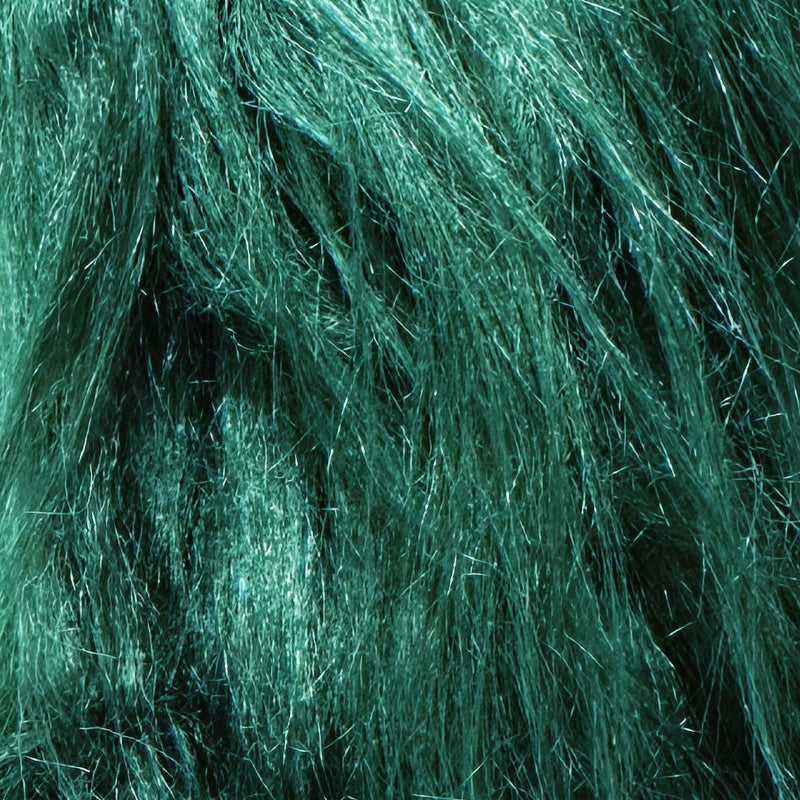 Forest Green — Long-Pile Cascading Faux Fur Fabric — 11cm Shag, 50×60cm Panel