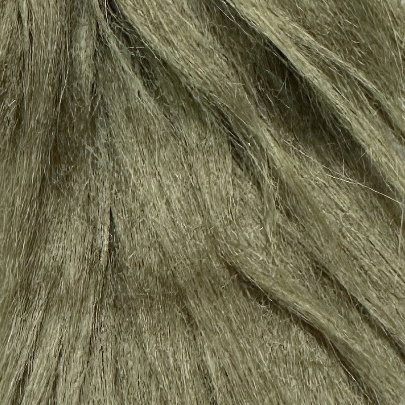 Army Green — Long-Pile Cascading Faux Fur Fabric — 11cm Shag, 50×60cm Panel