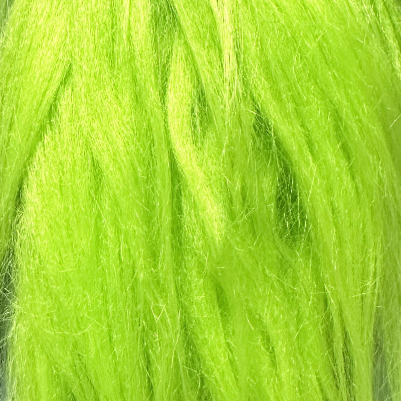 Neon Green — Long-Pile Cascading Faux Fur Fabric — 11cm Shag, 50×60cm Panel