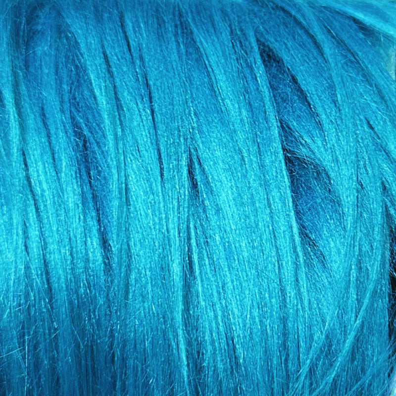 Peacock Blue — Long-Pile Cascading Faux Fur Fabric — 11cm Shag, 50×60cm Panel