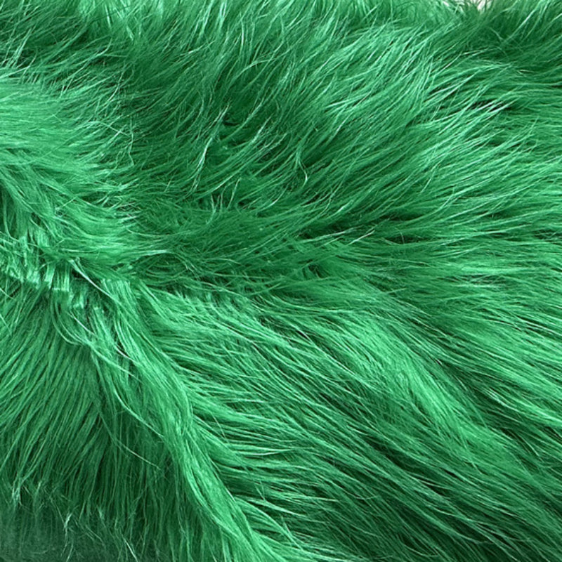 Emerald — Long-Pile Cascading Faux Fur Fabric — 11cm Shag, 50×60cm Panel