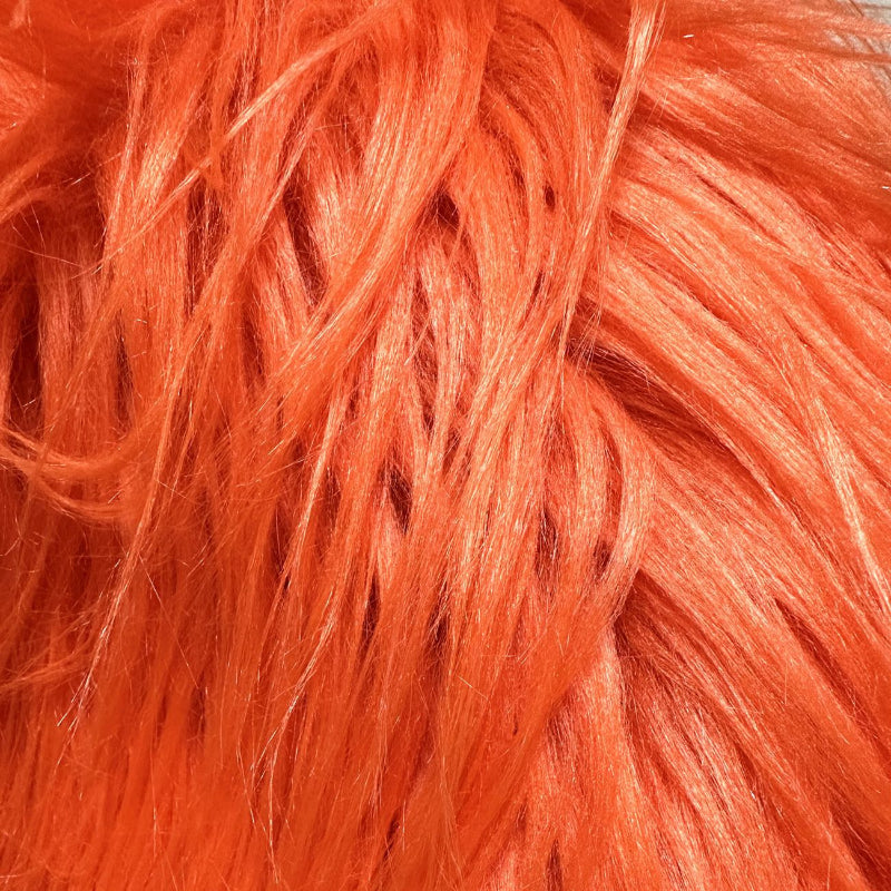 Orange Red — Long-Pile Cascading Faux Fur Fabric — 11cm Shag, 50×60cm Panel