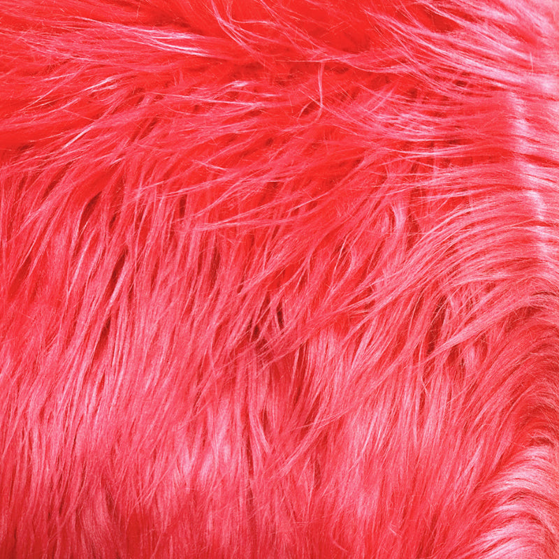 Hot Pink — Long-Pile Cascading Faux Fur Fabric — 11cm Shag, 50×60cm Panel