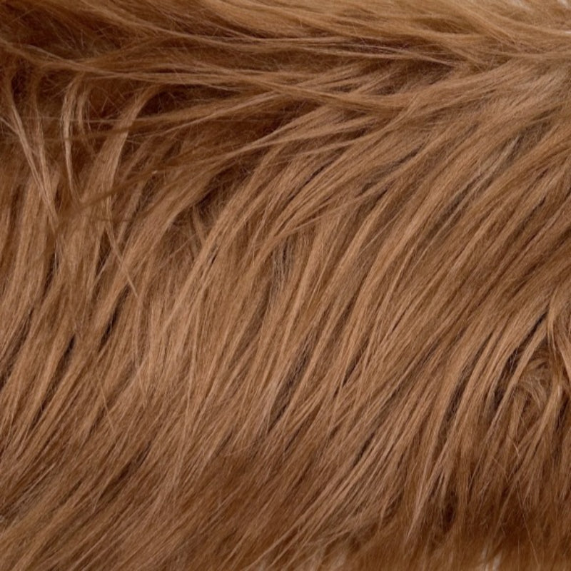 Brown — Long-Pile Cascading Faux Fur Fabric — 11cm Shag, 50×60cm Panel