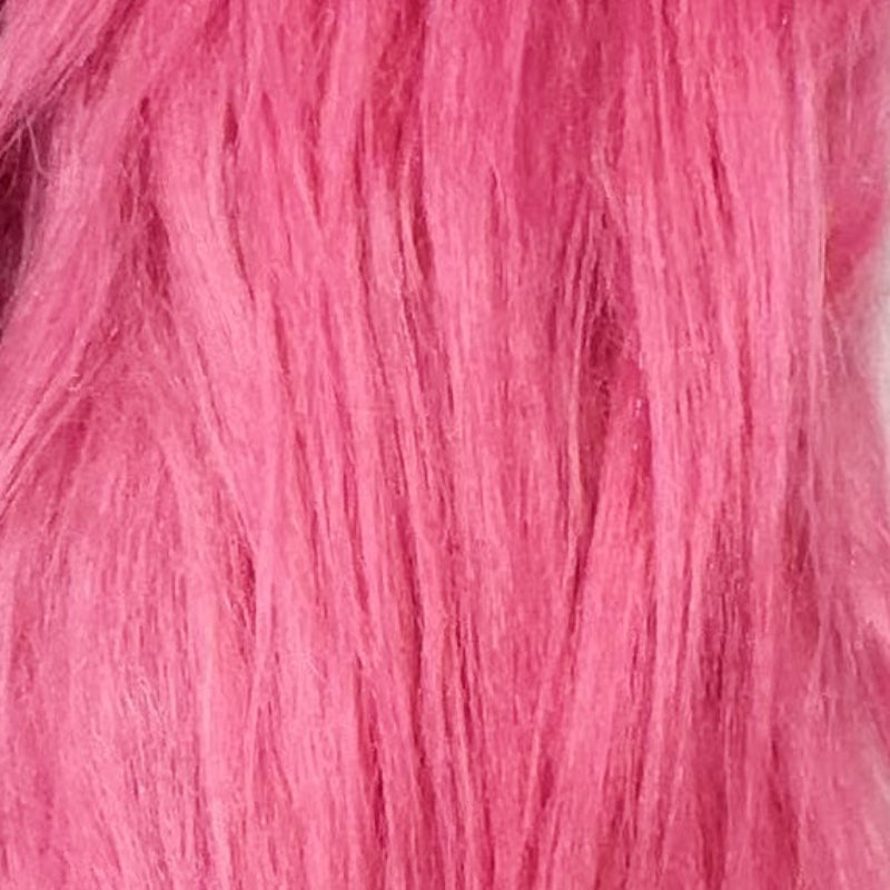 Barbie Pink — Long-Pile Cascading Faux Fur Fabric — 11cm Shag, 50×60cm Panel